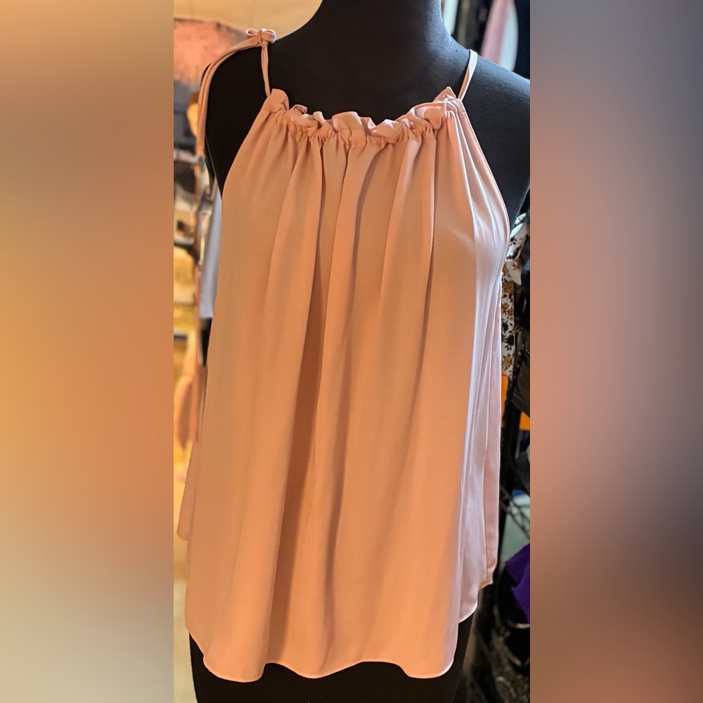 Blush Pink Tie-Strap Ruffled Tank Top - Picture 4 of 11